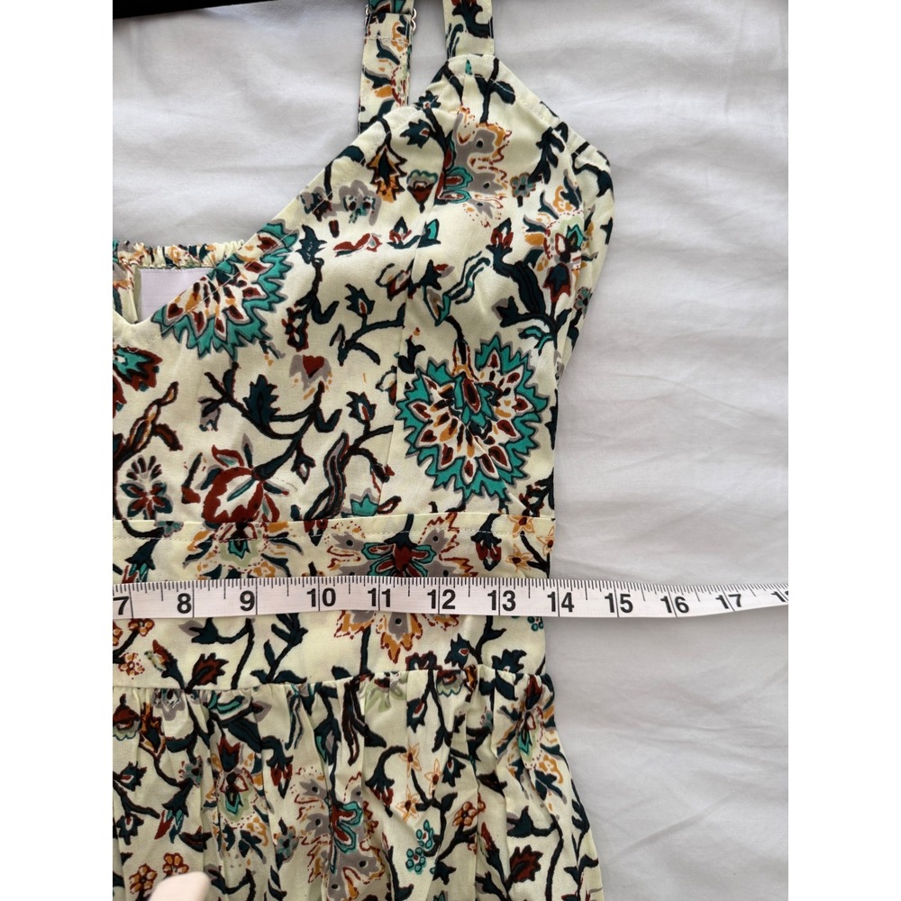 Raga Deema Midi Dress Green Floral Block Print Smocked Back V-Neck Boho - Picture 7 of 8
